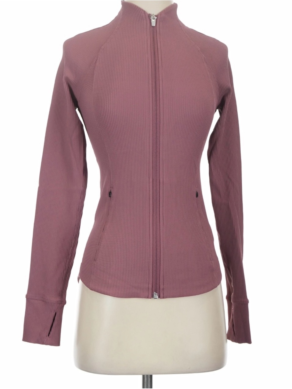 Athleta Ribbed Full-Zip Utility Jacket in Dusty Mauve